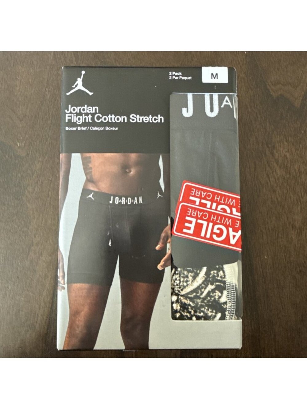 NIB Men’s Jordan Flight Cotton Stretch Black Boxer Briefs 2 Pack Size M